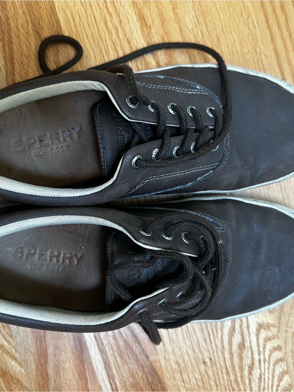 Sperry Men's Brown Pebbled Leather Lace-Up Boat Shoes size 10M